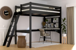 Letto a soppalco legno con scala inclinata Sylvia - 120x200