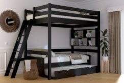 Letto a soppalco legno con scala inclinata Sylvia - 120x200