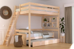 Lit mezzanine 1 place bois Sylvia 120x200 échelle inclinée