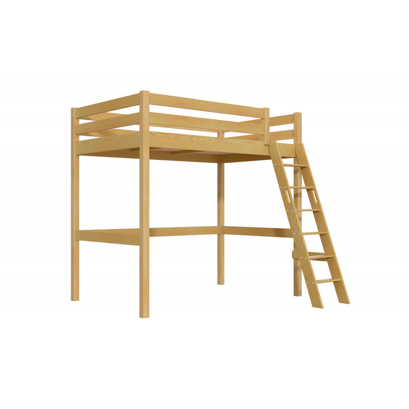 lit mezzanine 1 place – miel avec échelle inclinée