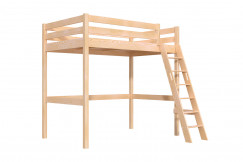 Lit mezzanine 1 place bois Sylvia 120x200 échelle inclinée