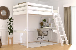 Lit mezzanine 1 place bois Sylvia 120x200 échelle inclinée