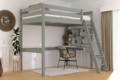Wooden high sleeper bed Sylvia 120x200 inclined ladder