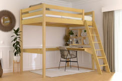 Lit mezzanine 1 place bois Sylvia 120x200 échelle inclinée