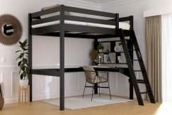 Letto a soppalco legno con scala inclinata Sylvia - 120x200