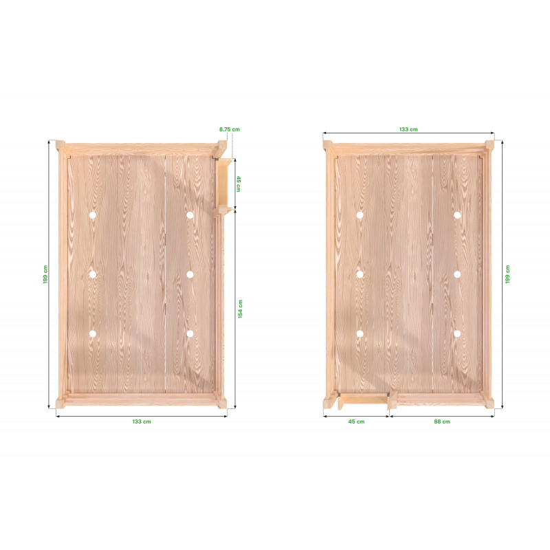 Letto alto a una piazza e mezzo prodotto in Francia in pino massiccio con accesso tramite scaletta diritta