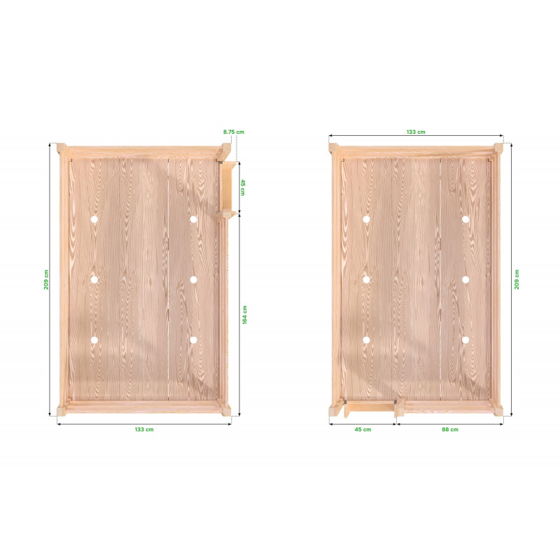 Letto alto a una piazza e mezzo prodotto in Francia in pino massiccio con accesso tramite scaletta diritta