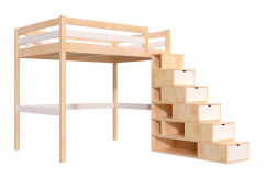 Cama alta 140x200 Sylvia con estanteria escalera