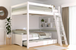 Cama alta de madera Sylvia 140x200 escalera inclinada