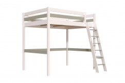 Cama alta de madera Sylvia 140x190 escalera inclinada