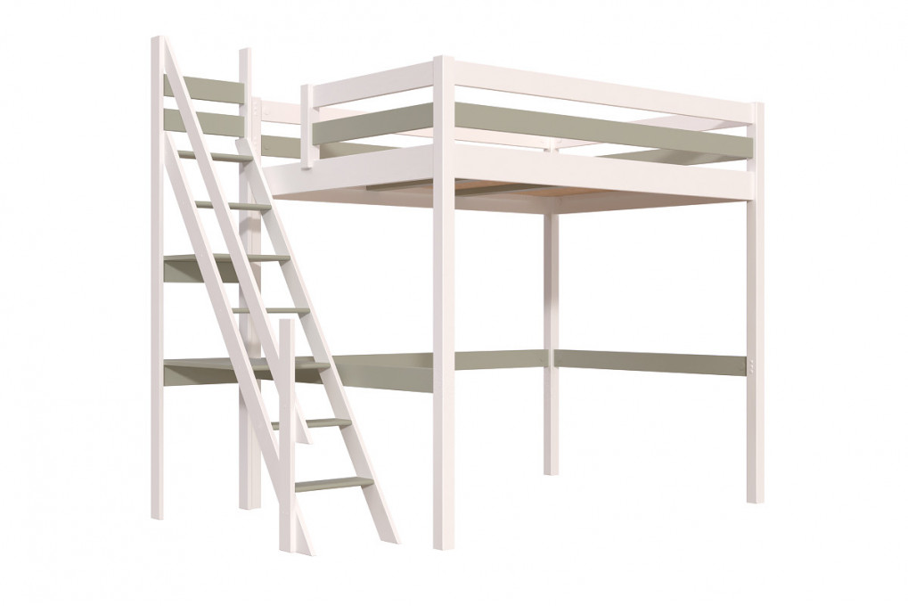 Cama alta Sylvia 140x200 con la escalera de miller