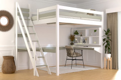 Cama alta Sylvia 140x200 con la escalera de miller