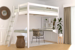 Lit mezzanine 1 place bois Sylvia 120x200 échelle inclinée