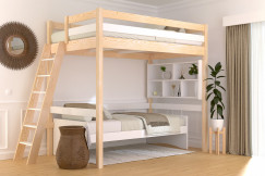 Lit mezzanine 1 place bois Sylvia 120x200 échelle inclinée