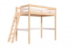 Lit mezzanine 1 place bois Sylvia 120x200 échelle inclinée