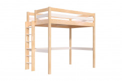 Letto rialzato singolo in legno Sylvia 120x190 con scala diritta