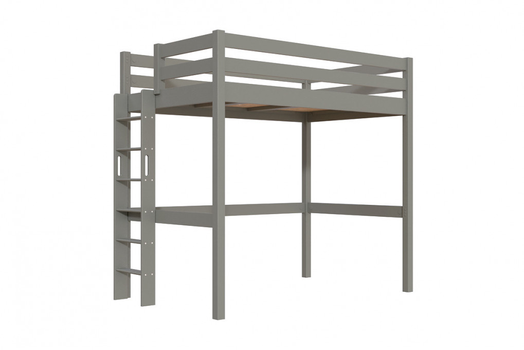 Letto rialzato singolo in legno Sylvia 120x200 con scaletta diritta