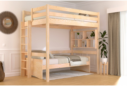 Hohes bett 1-Personen Sylvia 120x200 mit gerader Leiter