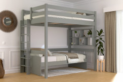 Letto rialzato singolo in legno Sylvia 120x200 con scaletta diritta