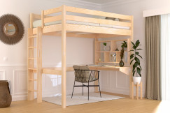 Letto rialzato singolo in legno Sylvia 120x200 con scaletta diritta