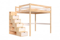 Cama alta Sylvia con estanteria escalera 160x200