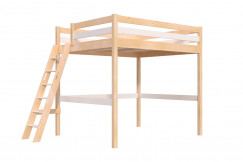 Lit mezzanine 2 places bois Sylvia 160x200 échelle inclinée
