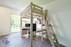 Lit Mezzanine adulte 160x200 bois + échelle hauteur réglable Alpage