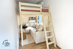 Lit mezzanine 1 place bois Sylvia 120x200 échelle inclinée