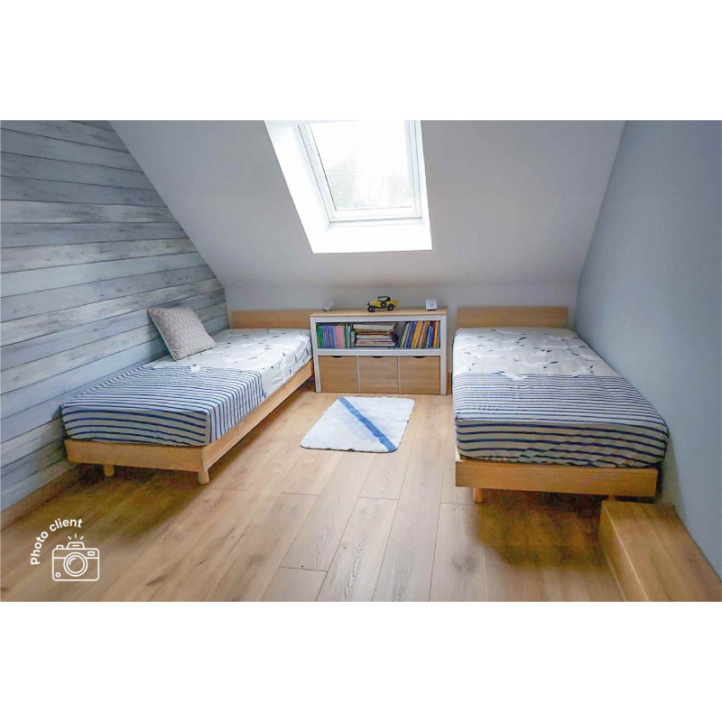 Cama gemela 90x200 de madera maciza con cabecera Twin | ABC Meubles