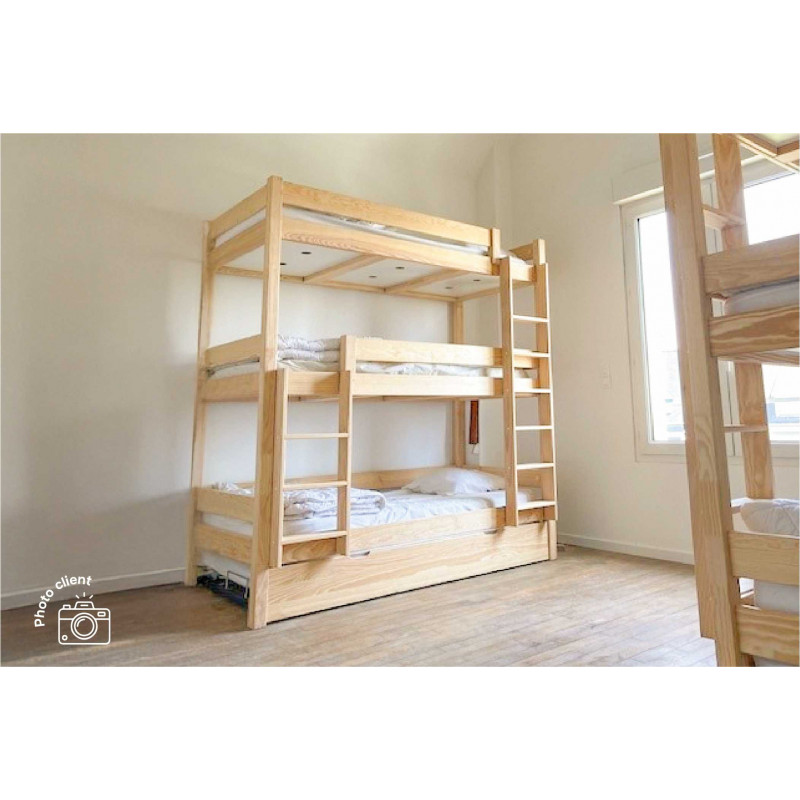 Etagenbett ABC 4 Plätze 90X190 holz - ABC Meubles