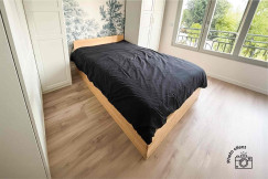 Bettkasten 2 Sitzer aus Holz mit Kopfteil - 160x200