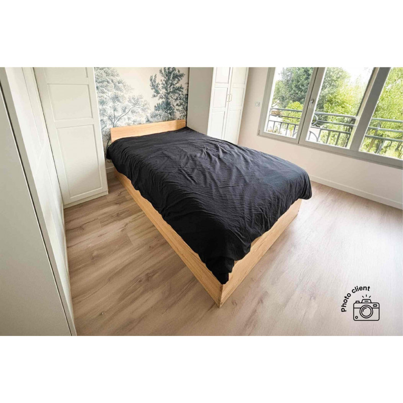 Solid wood 140x200 double ottoman bed with headboard | ABC Meubles