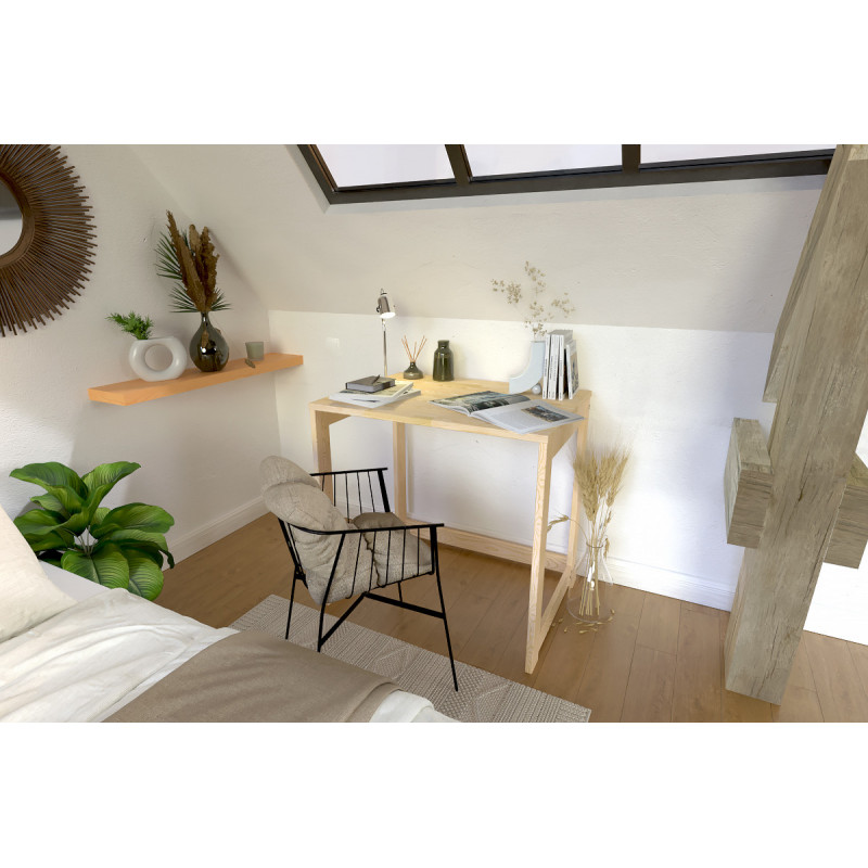 Bureau bois massif Alban, fabriqué en France - brut