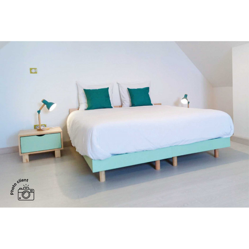 Cama gemela 90x200 de madera maciza con cabecera Twin | ABC Meubles