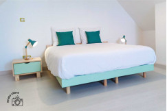 Cama gemela de madera maciza con cabecera Twin - 90x200