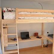 Hochebett Sylvia mit Leiter, 90x200 - Roh