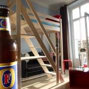 Mezzaninbett Sylvia mit Treppe - Naturlack